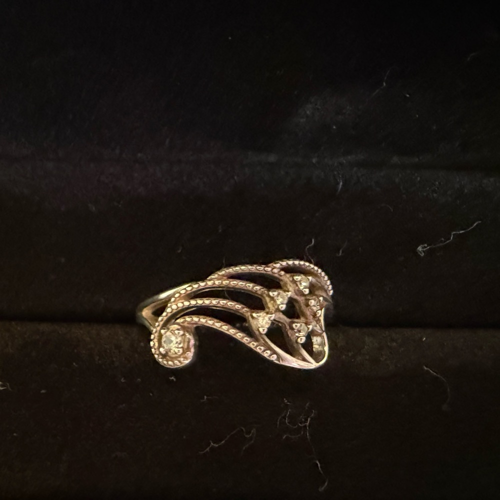 Delicate Filigree Sterling Silver Ring with cz Accents